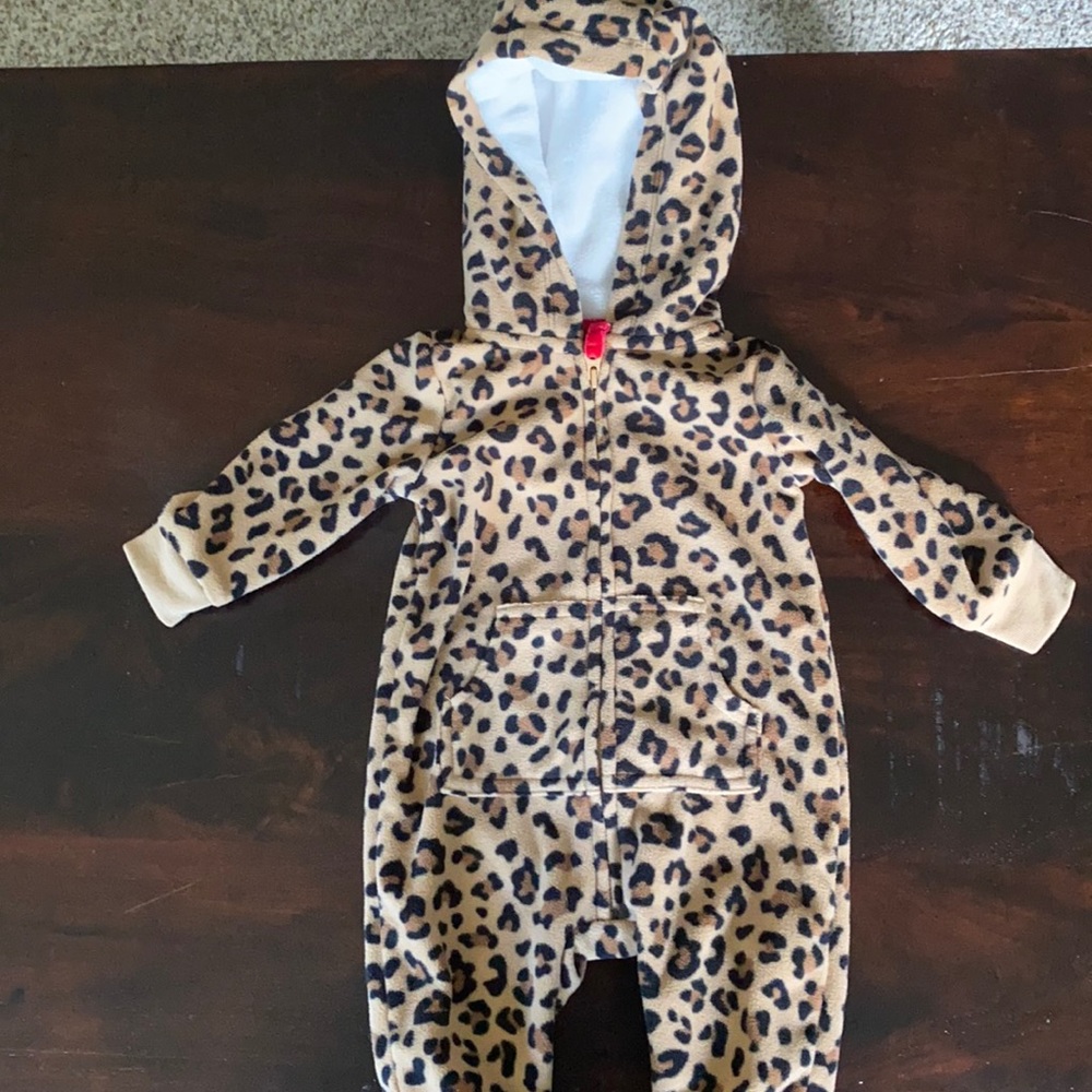 Cheetah print hooded onesie